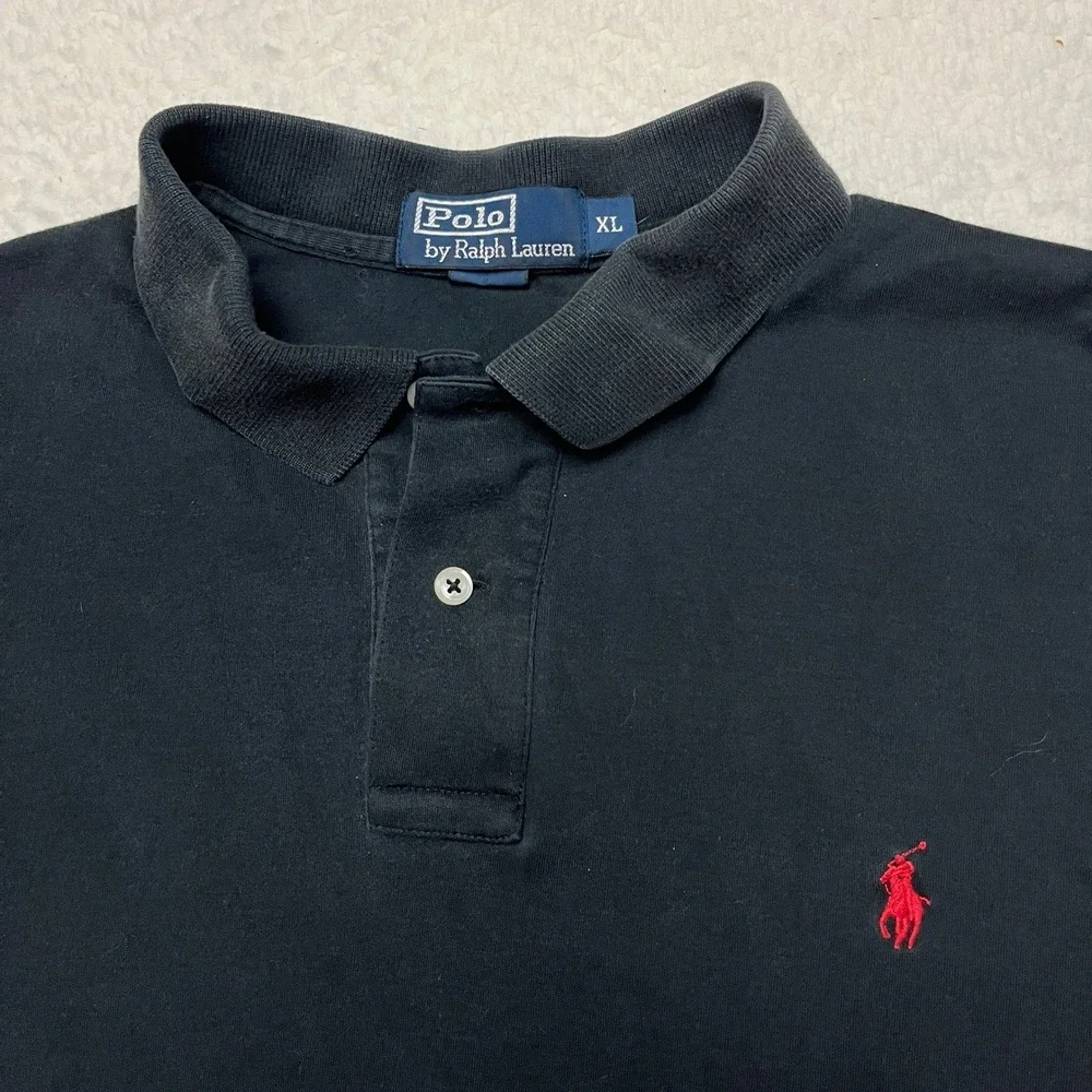 Polo Ralph Lauren Polo Shirt Mens XL Black Classic Fit Red Pony‎ Logo Cotton